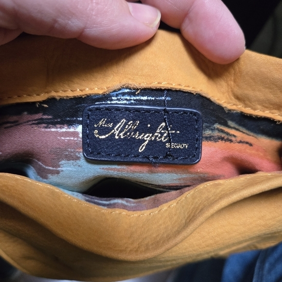 Miss Albright Specialty Burnt Yellow Leather Suede Wristlet Clutch - Picture 6 of 9